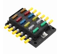 12 - Bloc de boîtier de fusibles à lame avec indicateur LED, porte-fusible en plastique 32 V DC pour voiture et marine, comprenant un capot transparent, des bornes à goujon M5, 30