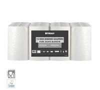 12 bobines Essuie-mains 128 feuilles pure ouate 19,8cm x 45m