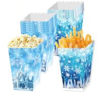 12 boîtes à popcorn fête flocons de neige bleus sachets de bonbons surprises jouets de noël pour anniversaires noël univers hivernal fête prénatale
