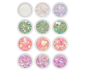 12 Boîtes De Breloques En Acrylique Papillon Fleur Ours Décoration Des Ongles Formes D'art Accessoires De Bijoux Embellissements Artistiques