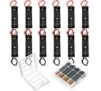 12 Boîtes de Rangement de Batterie avec Fils, Boîte de Batterie à Ressort Métallique Support de Piles AA 1,5 V avec Broche avec Étui de Rangement de Piles à 2 Cellules (5,8 x 1,65 x 1,4 cm)