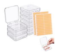 12 Boîtes Press on Nails Vide avec 60 Adhésifs, Boîte de Rangement Ongles Transparente 75x75mm, Présentoir Ongle Portable pour Faux Ongles, Capsules et Accessoires Nail Art