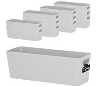 12 boîtes rangement 10cm Gris 30x10x10cm 2L clip d'étiquetage plastique