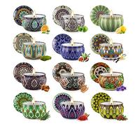 12 Bougies Cadeau Bougie parfumée, Cire de soja Bougie en Portable, pour L'aromathérapie Mariage Bath Yoga Cadeau de Fête des Mères et Anniversaire, pour Fête Décor