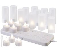12 bougies chauffe-plat LED rechargeables avec photophores [Lunartec]