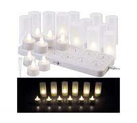 12 bougies chauffe-plat LED rechargeables avec photophores - Lunartec