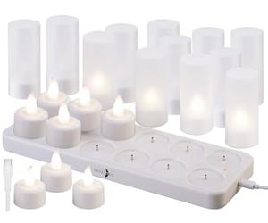 12 bougies chauffe-plat LED rechargeables avec photophores [Lunartec]