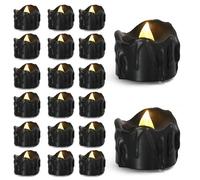 12 bougies LED noires en forme de larme sans flamme pour Halloween & Noël - ambiance sécurisée et déco originale