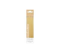12 bougies longues dorées - 12 cm
