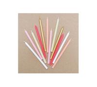 12 bougies longues rose & or - 12cm