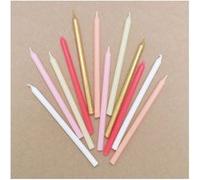 12 bougies longues rose & or - 12cm Doré