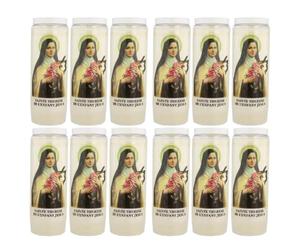 12 Bougies Neuvaine Sainte Thérèse 17,5 cm - Bougie Neuvaine - Culte Chrétien en Cire végétale