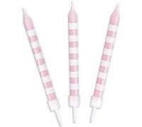 12 bougies rose à rayures blanches Rose G