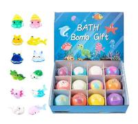 12 Boule De Bain Babe avec Surprise Jouets,Bombe De Bain Babe avec Surprise, Bombes Bains Moussantes Pétillantes Animaux Mignons pour Garçons Filles, Ensemble Boules Bains