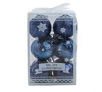 12 Boules de Noël 4cm Décoration Sapin Plastique(Deep night blue) | 12 assorties, or argent , nuit vert olive, pour facile à accrocher