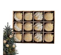 12 Boules de Noël en Velours Incassables | Déco Sapin Rétro avec Paillettes Or et Rouge | pour la Maison, Les Fêtes & la Décoration de Table | Set de Décoration Festive Haut de Gamme