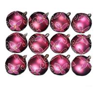 12 Boules de Noël Mauve Doux 8cm Peintes à la Main Légères Résistantes | Fabriqué en polystyrène léger pour suspension pour facile Présenté dans une boîte compacte 34,7x26,2x8,2cm