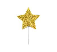 12 cake toppers sur pic étoile dorée pailletée 6,5 cm pour anniversaire