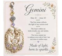 12 carte souvenir de charme de pierre de naissance du zodiaque | Porte-clés en cristal pendant 12 constellations, avec breloque en forme de cœur et message inspirant, anniversaire d'astrolog