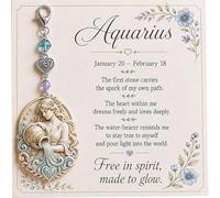 12 carte souvenir de charme de pierre de naissance du zodiaque | Porte-clés en cristal pendant 12 constellations, avec breloque en forme de cœur et message inspirant, anniversaire d'astrolog