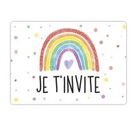 12 cartes d'invitation pour un anniversaire d'enfant avec pochettes d'envoi personnalisées - Invitation colorée pour une fête d'anniversaire - Invitation pour un anniversaire - Arc-en-ciel