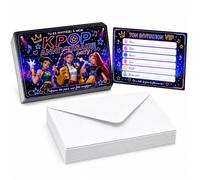 12 Cartes Invitation Anniversaire K-pop avec 12 Enveloppes - 10 x 15 cm | Recto Verso à Remplir, Format 10 x 15 cm, 12 Enveloppes Incluses, Enfant, Ado et Fan, Fête K-pop