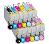 12 CARTOUCHES D'ENCRE Ink Pro NON OEM PACK COULEURS T0801 BK - T0804 Y Pour EPSON Stylus Photo PX810FW