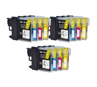 Jeu de 12 cartouches d'encre Go Inks compatibles (non-OEM) pour Brother DCP/MFC - LC980/LC1100 - Noir/Cyan/Magenta/Jaune