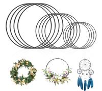 12 Cercle Metal 10cm 15cm 20cm Cercle Attrape Reve Cercle Decoration Anneaux Attrape Rêve en Métal, pour Floral Hoop, Capteurs de Rêves, Mariage, Art Floral, Tenture Murale (Noir)