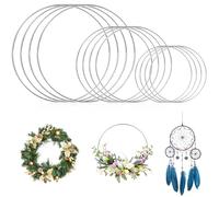 12 Cercle Metal 10cm 15cm 20cm Cercle Attrape Reve Cercle Decoration Anneaux Attrape Rêve en Métal, pour Floral Hoop, Capteurs de Rêves, Mariage, Art Floral, Tenture Murale (Argent)