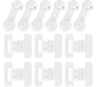 12 Child Safety Locks For Cabinets And Drawers: 6 Baby Drawer Locks + 6 Fridge Safety Locks For Kitchen Furniture Without Drilling