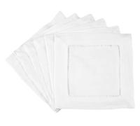 12 CleverDelights White 100% Cotton Hemstitch Cocktail Napkins - 6 x 6 Ladder Hemstitch Cloth Beverage Napkins - 100% Cotton 6 inch Coaster by CleverDelights