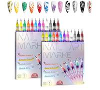12 Color 3D Nail Art Pens Set, Nail Polish Pens Quick Dry, DIY Nails Arts Marker Drawing Painting Liner Pen (2 Set)