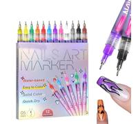 12 Color Nail Art Pens Set for Gel Nails - 3D DIY Markers for Dotting & Drawing (1pcs)