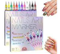 12 Color Nail Art Pens Set for Painting Nails, Nail Art Pens Markers Kit for Kids Girls DIY,Gifts for Teenage Girls Trendy Stuff (2 set)