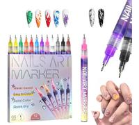 12 Colors 3D Nail Art markers Pens Set, NEW 2025 Nail Markers for Gel Nails 3D Polish, Pens Drawing Painting Point Dotting Pen for DIY Nails Art Drawing and Gel Designs (1pcs)