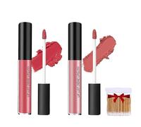12 Colors Cream Texture Lipstick, 2Pcs Upgraded Waterproof Long-Lasting Moisturizing Lip Gloss,Non-Stick Non-Fading Liquid Lipstick, For Women Daily Makeup Gift (#1+#4, SIZE)