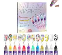 12 Colors Nail Art Pens Set,2025 New Nail Art Markers for Gel Nails,3D nail Polish Pens,Graffiti Dotting Liner Pen Drawing Painting Liner Brush for DIY nail art Beauty Adorn Manicure Tools (1 set)