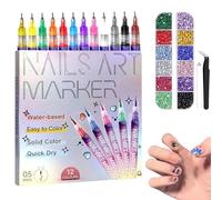 12 Colors Nail Art Pens Set, 2026 New Nail Art Markers Polish Pen for 3D Nail Art, Quick-Drying Drawing Painting Liner Brush for DIY Nail Art Beauty Adorn Manicure Tools (1Set)