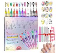 12 Colors Nail Art Pens Set,3d Fine Tips Nail Art Pens,Quickly Dry Nail Art Nail Diy Decoration,For Painting, Graffiti, Dotting, Drawing, Point Liner (1set, L-404)