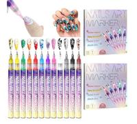 12 Colors Nail Art Pens Set,3d Nail Polish Pens,Gel Nail Painting Outline Pens,Graffiti Dotting Liner Pen,Quickly Dry Nail Art Nail Diy Decoration,Suitable For Home And Salon Use (2 sets)
