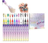 12 Colors Nail Art Pens Set,3d Nail Polish Pens,Gel Nail Painting Outline Pens,Graffiti Dotting Liner Pen,Quickly Dry Nail Art Nail Diy Decoration,Suitable For Home And Salon Use (1 set)