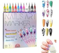 12 Colors Nail Art Pens Set - Fine Tip Gel Nail Markers, 3D Quick-Dry Polish Pens for Painting, Dotting Graffiti Nails Art Markers, DIY Nails Arts Tools for Home & Salon