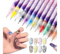 12 Colors Nail Art Pens Set - Gel Nail Art Markers for Professional & DIY Nail Designs - Nail Painting Tools, Liner Brushes, Decor Kit for Nail Techs & Home Use