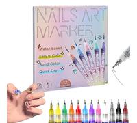 12 Colors Nail Art Pens Set, Nail Art Markers Doodle 3D Nail Polish Pens Quick Dry for Kids & Adults, DIY Nail Doodle, Dotting, Liner & Painting Tools (1Set)