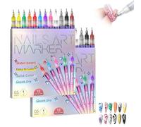 12 Colors Nail Art Pens Set, Nail Art Markers for Gel Nails,2025 DIY Nail Art Marker Drawing Painting Liner Pen for Home Salon,Quickly Dry Nail Art Nail DIY Decoration (2 set)