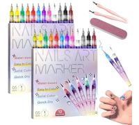 12 Colors Nail Art Pens Set, Nail Art Markers for Gel Nails, 2025 DIY Nails Art Marker, 3D Nailing Color Pen, Quickly Dry Nailing Art DIY Decoration for Women Girls (2pcs)