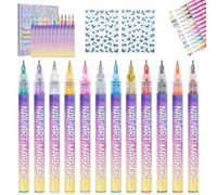 12 Colors Nail Art Pens Set, Nail Art Markers for Gel Nails, Doodle Pens for Nails, for Art Drawing Painting Point Dotting Manicure Tools (1 Set(12 pcs))