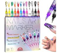 12 Colors Nail Art Pens Set, Nail Art Markers for Kids Adults, Fine Tip DIY Nails Art Marker Drawing Painting Pens for Gel Polishing Dotting Painting Liner (2 SET)