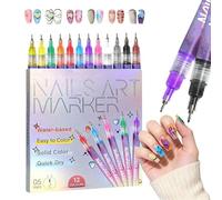 12 Colors Nail Art Pens Set, Nail Art Pens, Suitable for Nails Arts, Nails Painting and Artistic Decorations for Home Salon and Beginners (1 Set)